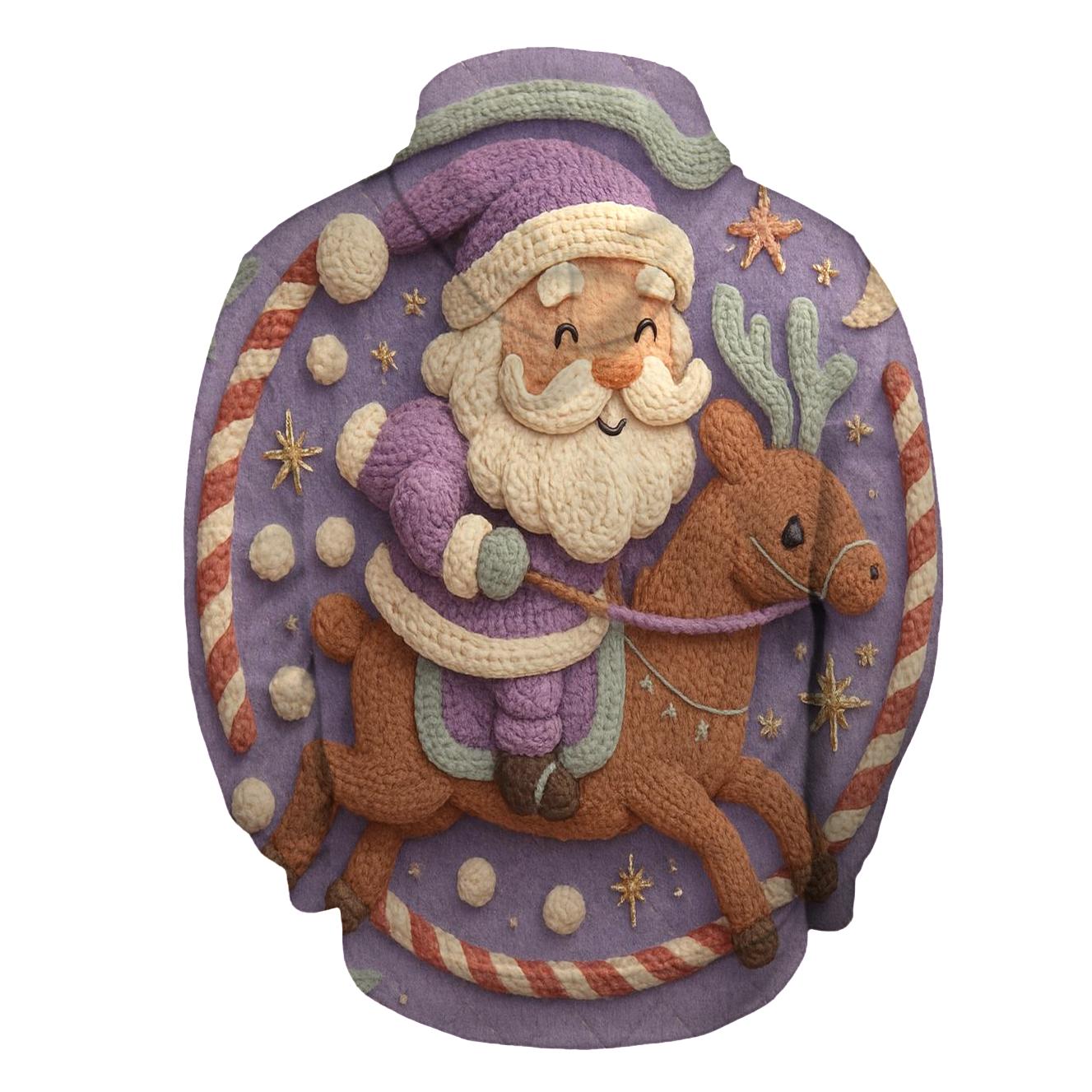 Knitted Cosmos Santa And Reindeer Carousel lightweight hoodies