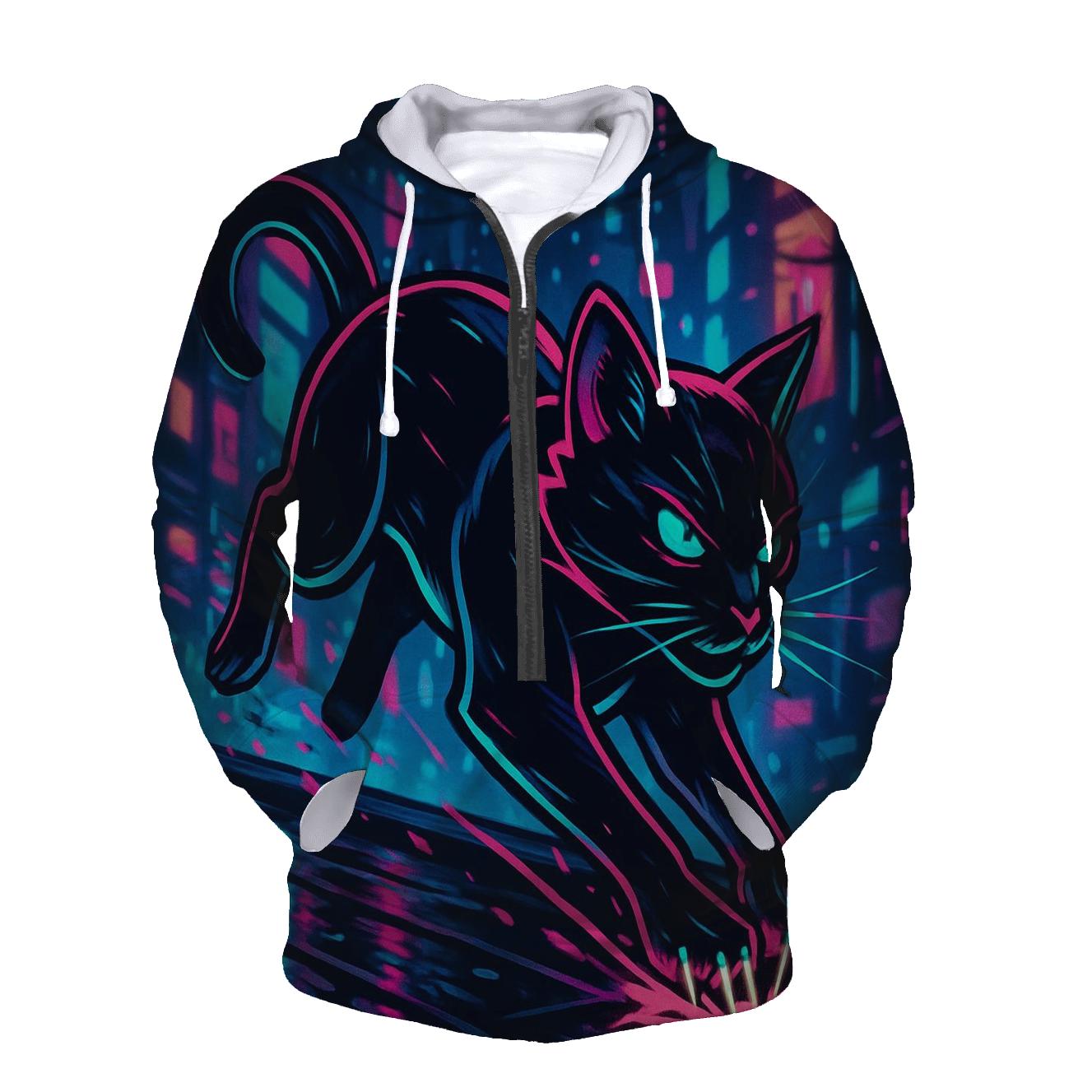 Neon Alley Circuit Cat Sprinter embroidered hoodies