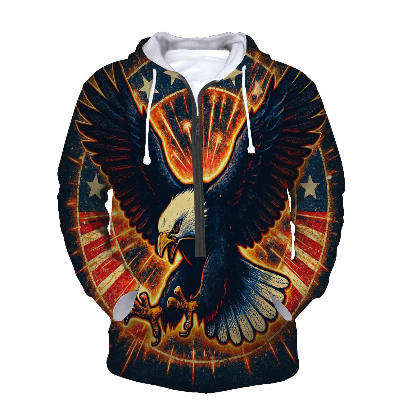 Eagle Dive Through Firework Halo printed hoodies