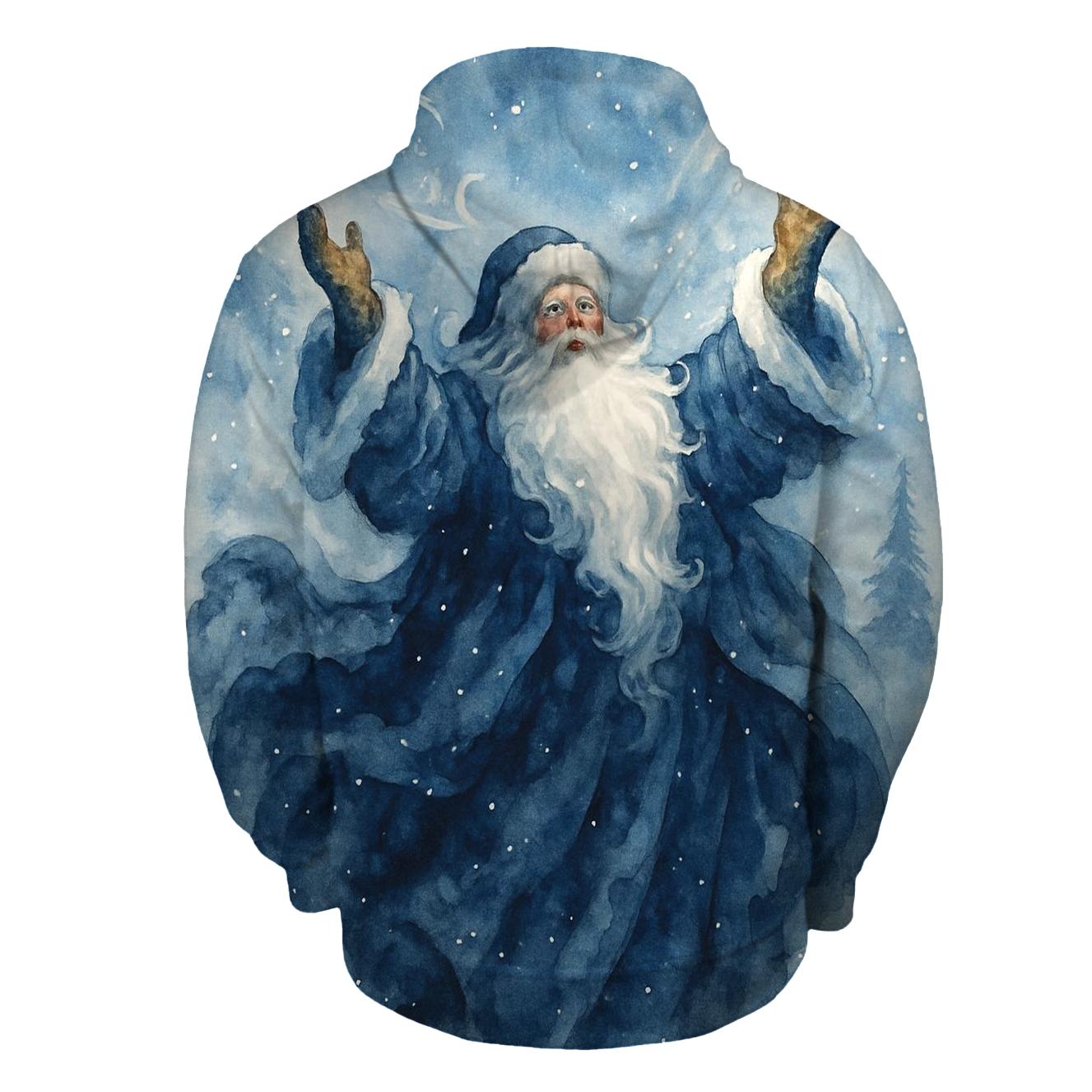 Watercolor Blizzard Conductor Santa pullover hoodies