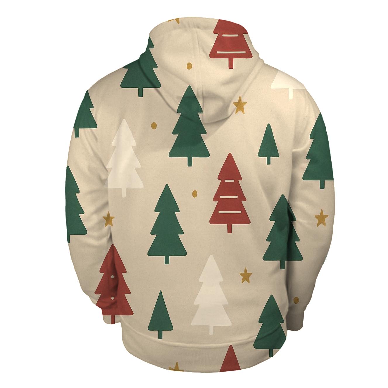 Minimal Christmas Tree Star Dot Scatter On Beige Background printed hoodies