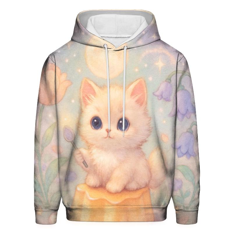 Moonlit Pudding Garden Kitten printed hoodies