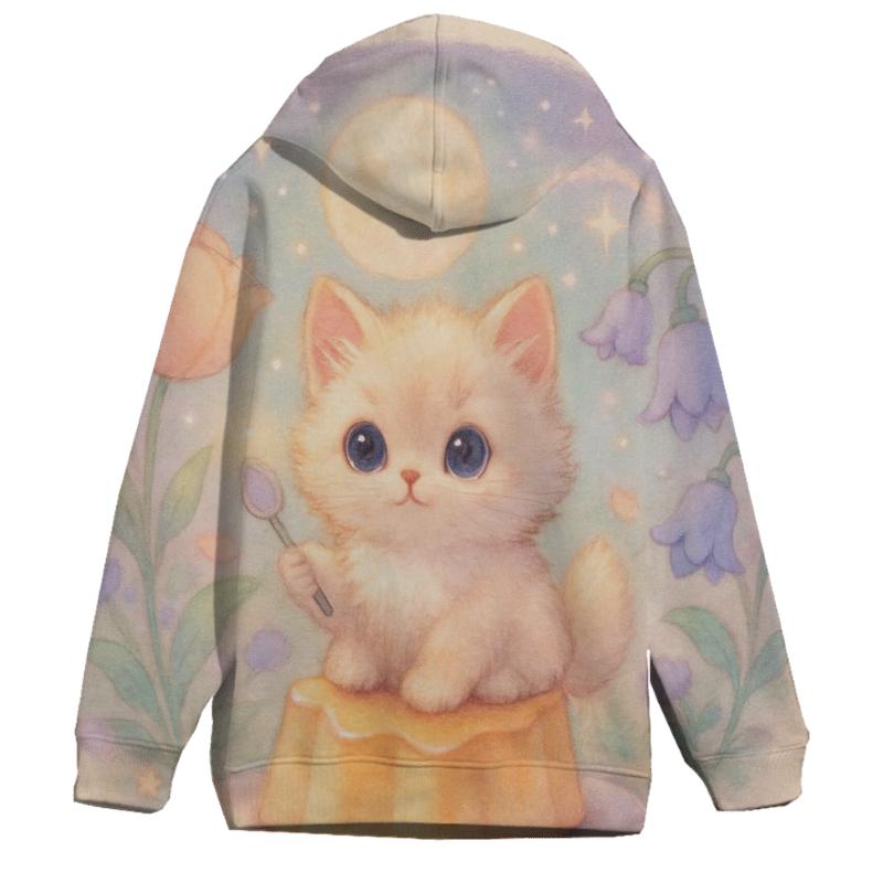 Moonlit Pudding Garden Kitten printed hoodies