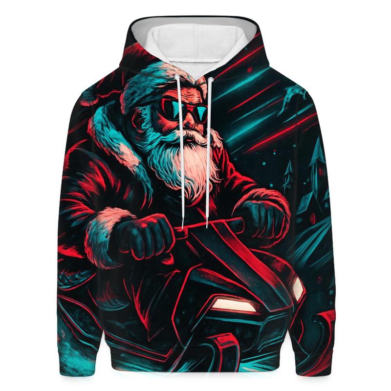 Neon Night Rider Santa zip-up hoodies