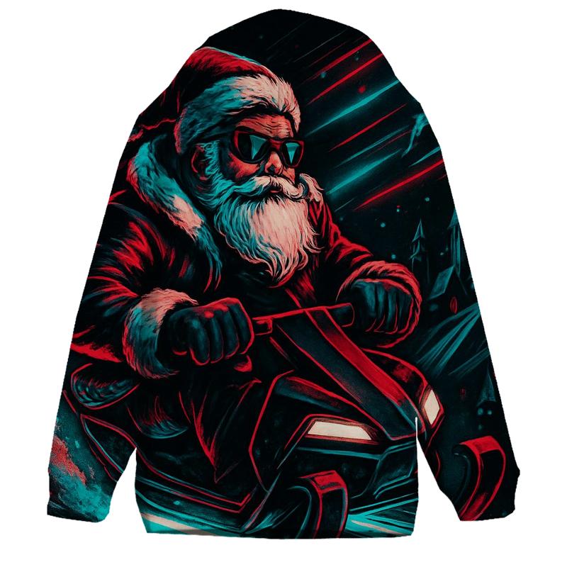 Neon Night Rider Santa zip-up hoodies