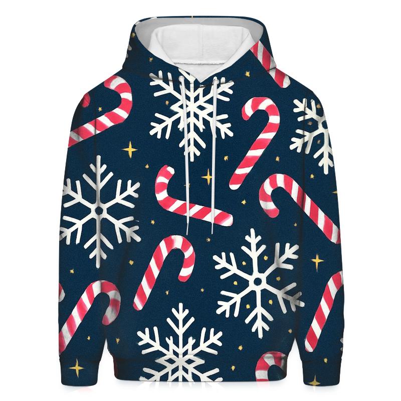Crimson Candy Cane Snowflake Tessellation On Navy Background hoodies fashion