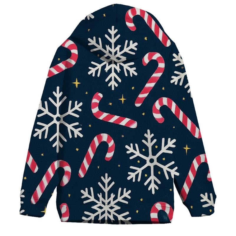Crimson Candy Cane Snowflake Tessellation On Navy Background hoodies fashion