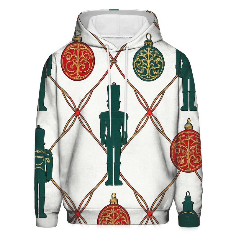 Golden Nutcracker Ornament Lattice On White Background hoodie styles