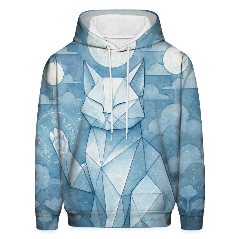 Lunar Origami Guardian Cat pullover hoodies