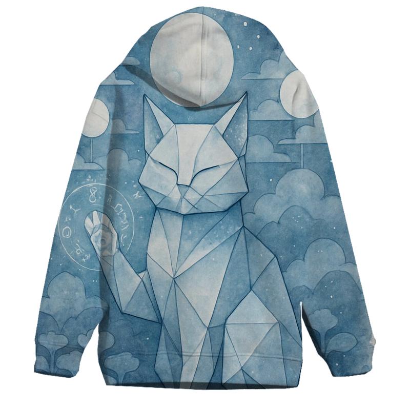 Lunar Origami Guardian Cat pullover hoodies