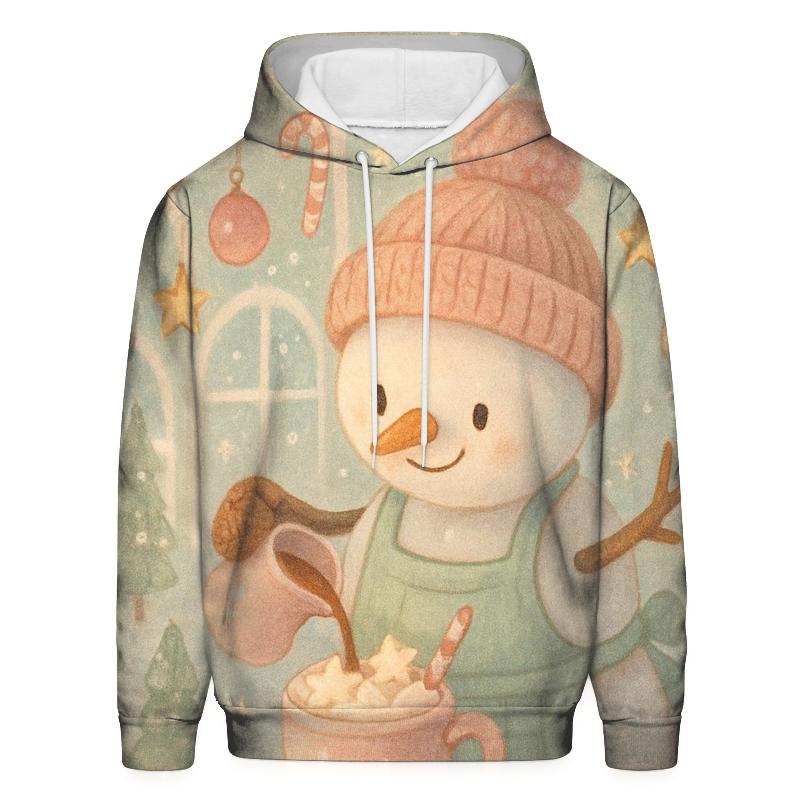 Snowman Barista Serving Cocoa In A Snow Globe Cafe zip-up hoodies