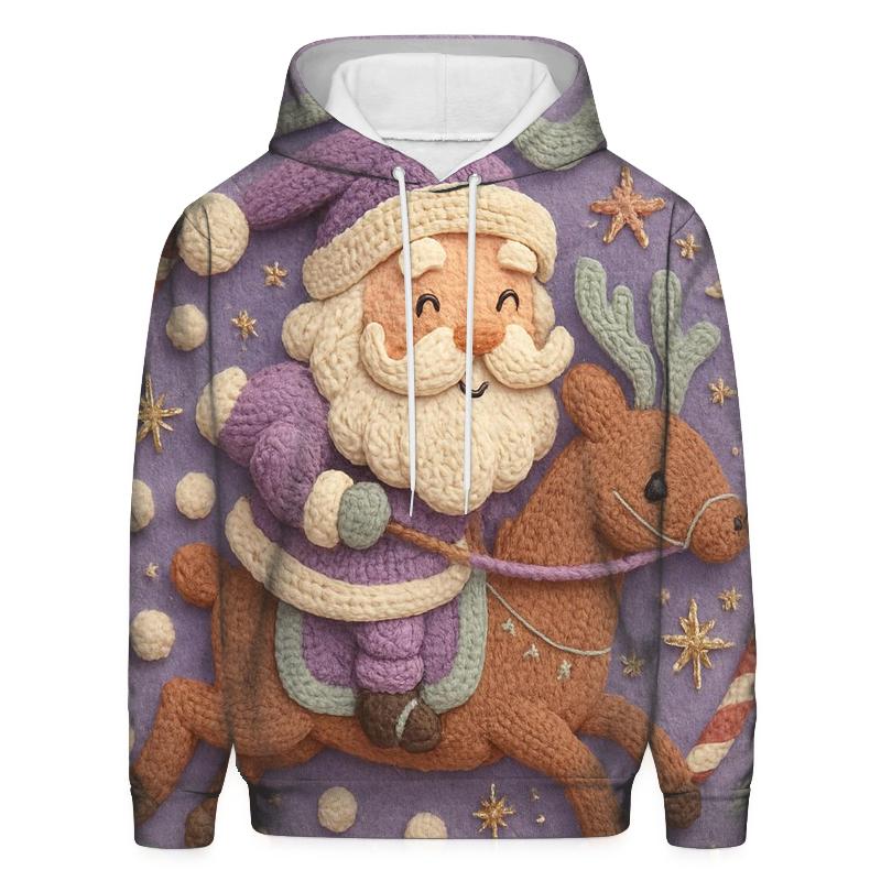 Knitted Cosmos Santa And Reindeer Carousel heavyweight hoodies