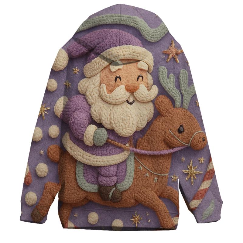 Knitted Cosmos Santa And Reindeer Carousel heavyweight hoodies