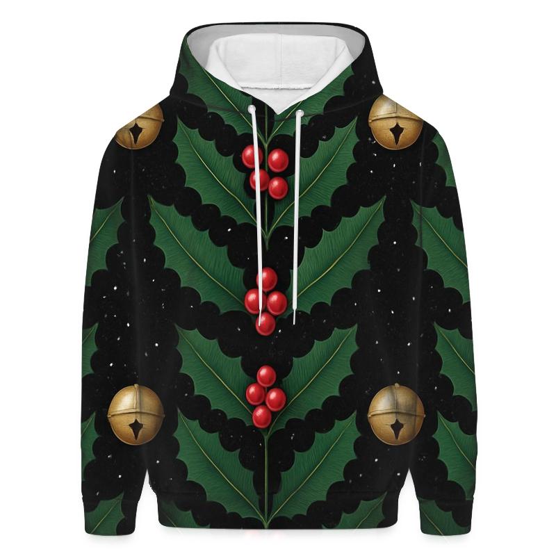 Emerald Holly Bell Chevron On Black Background graphic hoodies