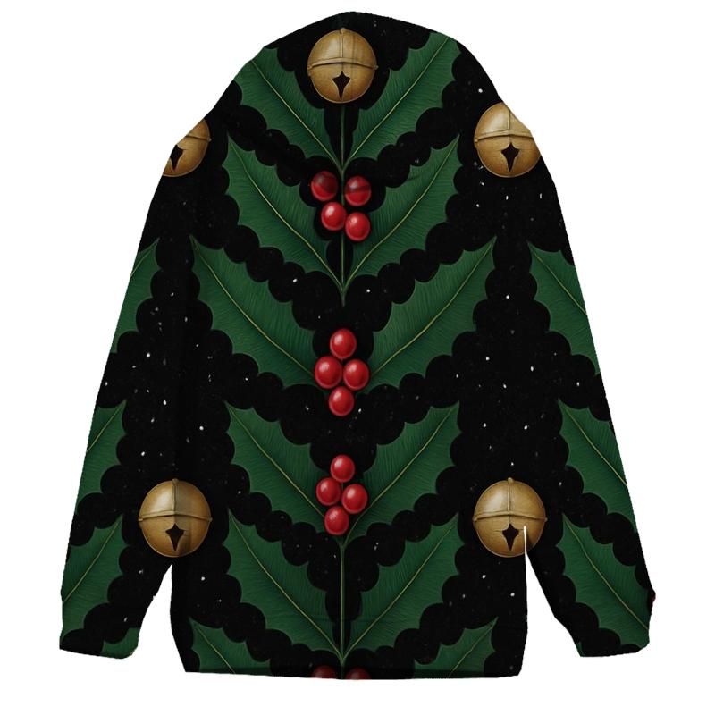 Emerald Holly Bell Chevron On Black Background graphic hoodies