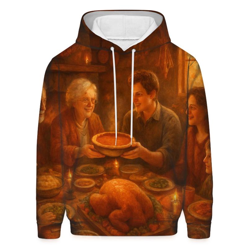 Candlelit Gratitude Cabin Supper embroidered hoodies