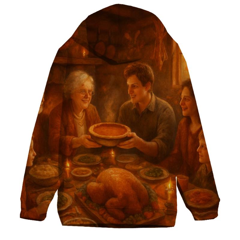 Candlelit Gratitude Cabin Supper embroidered hoodies
