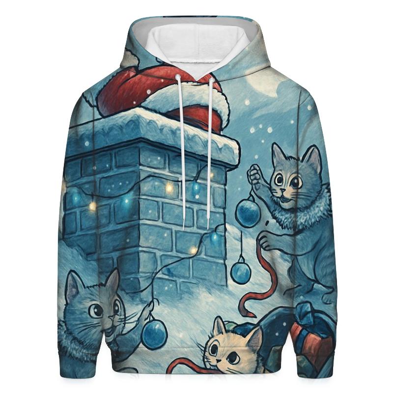 Santa Stuck In Chimney With Mischievous Christmas Cats custom hoodies