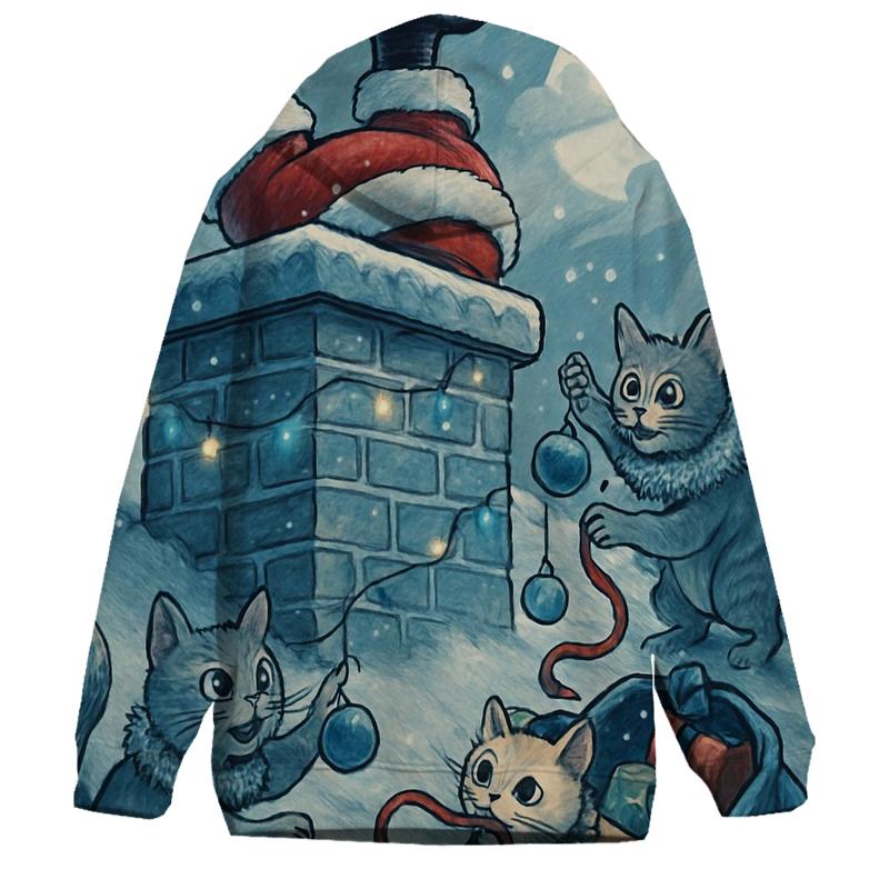 Santa Stuck In Chimney With Mischievous Christmas Cats custom hoodies