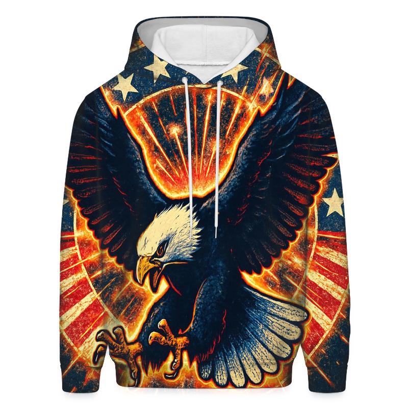 Eagle Dive Through Firework Halo embroidered hoodies