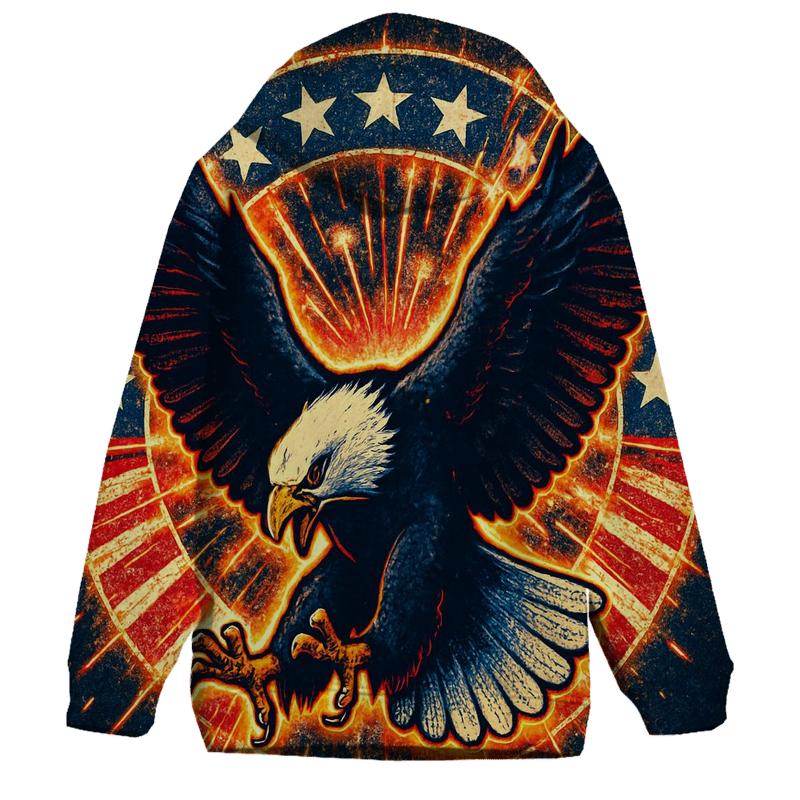 Eagle Dive Through Firework Halo embroidered hoodies