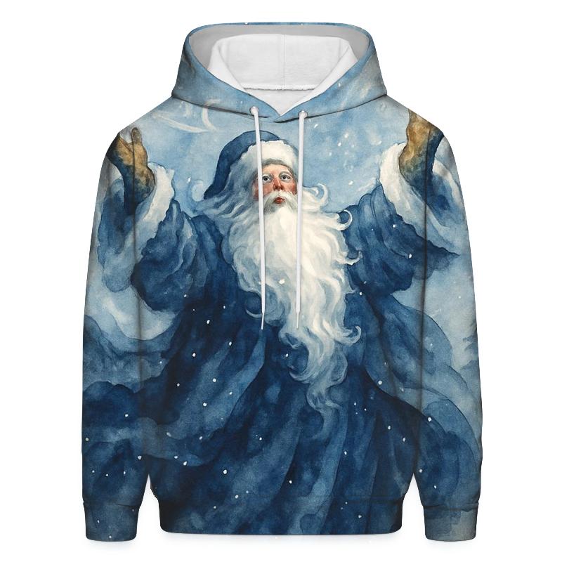 Watercolor Blizzard Conductor Santa premium hoodies