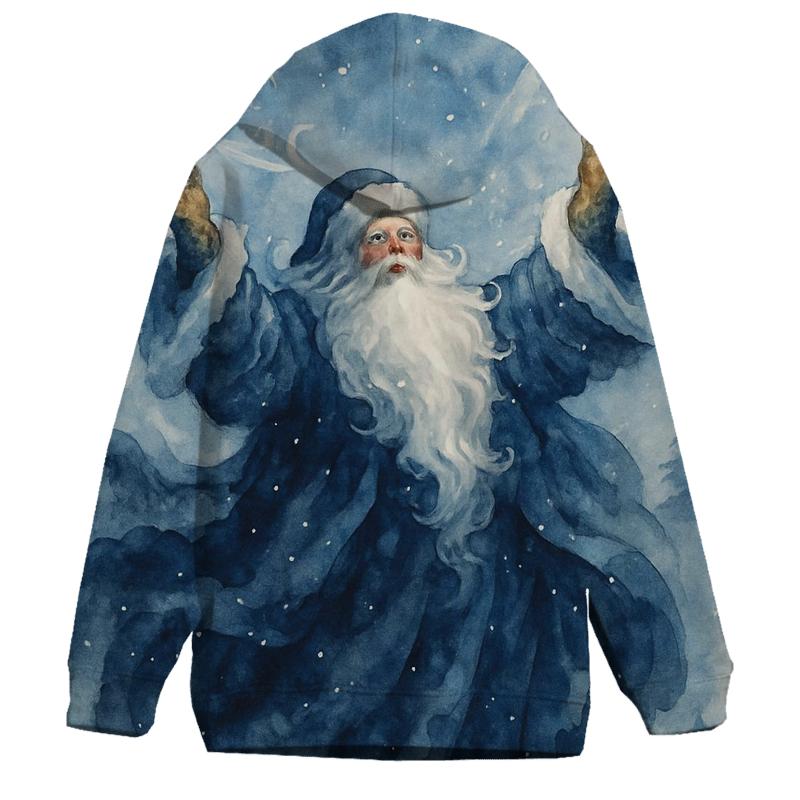 Watercolor Blizzard Conductor Santa premium hoodies
