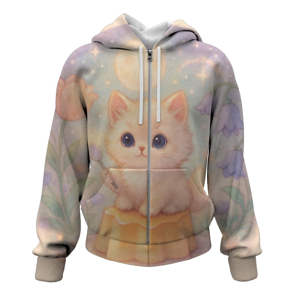Moonlit Pudding Garden Kitten graphic hoodies
