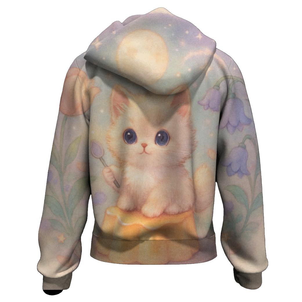 Moonlit Pudding Garden Kitten graphic hoodies