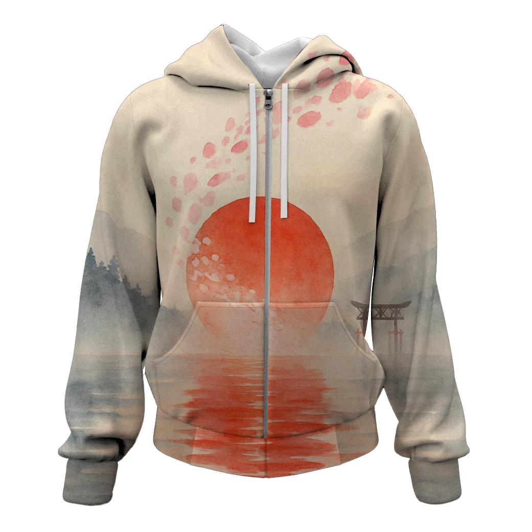 Sakura Horizon Flagscape Japan lightweight hoodies