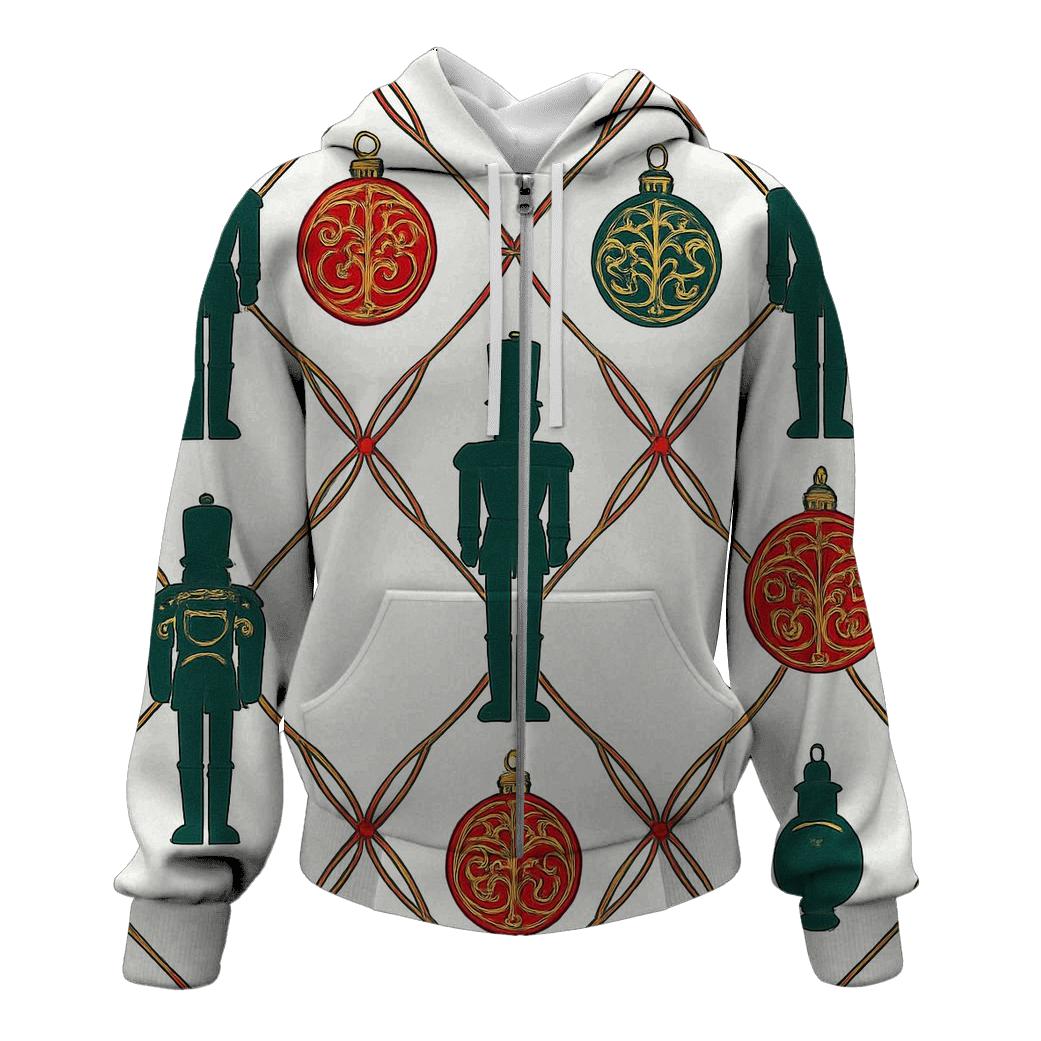 Golden Nutcracker Ornament Lattice On White Background lightweight hoodies