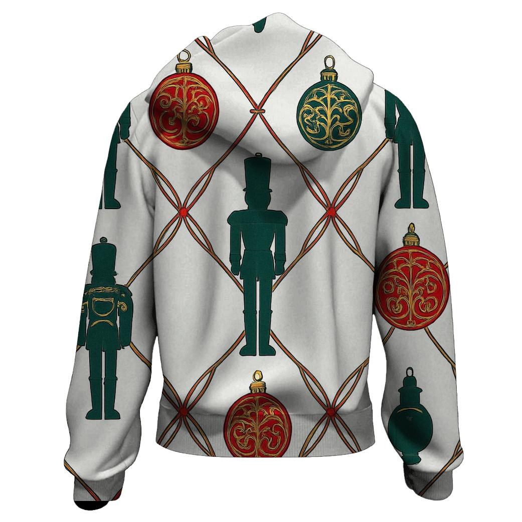 Golden Nutcracker Ornament Lattice On White Background lightweight hoodies