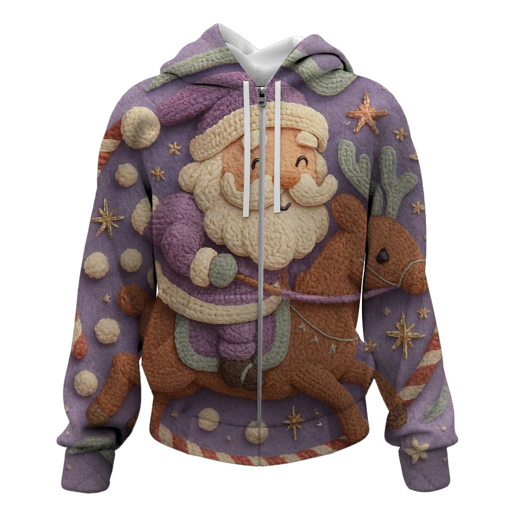 Knitted Cosmos Santa And Reindeer Carousel premium hoodies