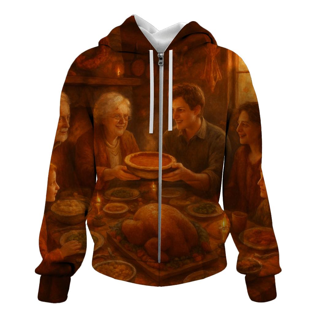Candlelit Gratitude Cabin Supper premium hoodies
