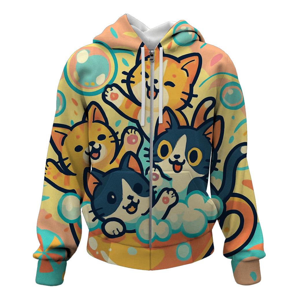 Carnival Bubble Bath Kittens heavyweight hoodies