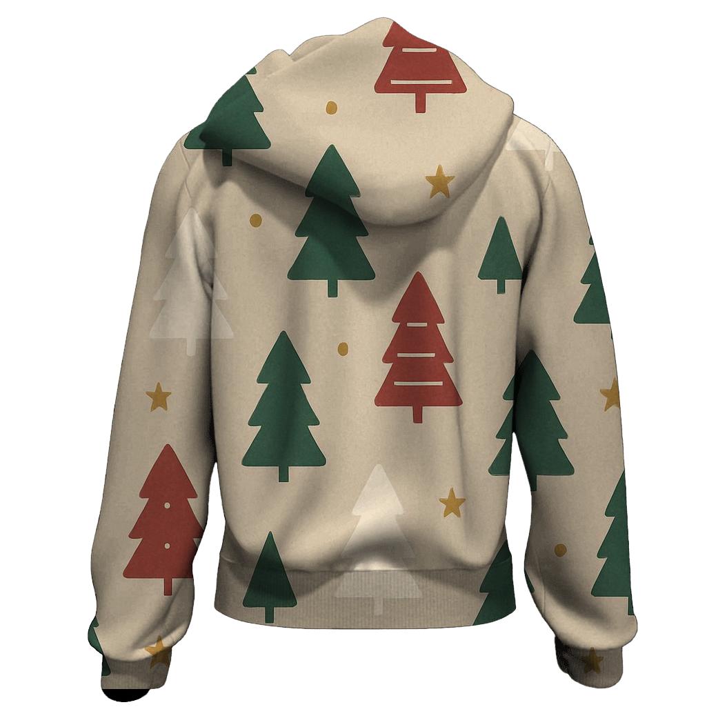 Minimal Christmas Tree Star Dot Scatter On Beige Background hoodie designs