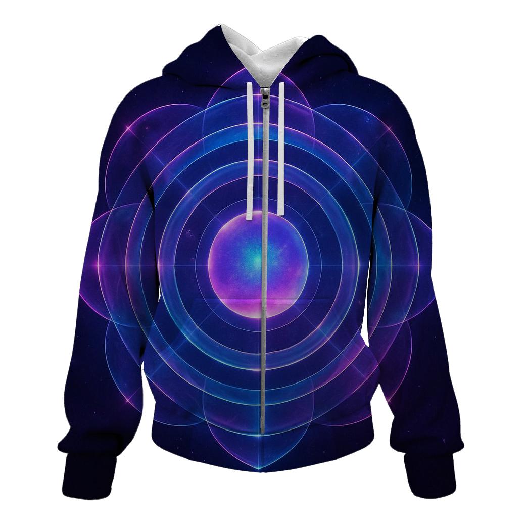 Violet Pulse Orbit Garden printed hoodies