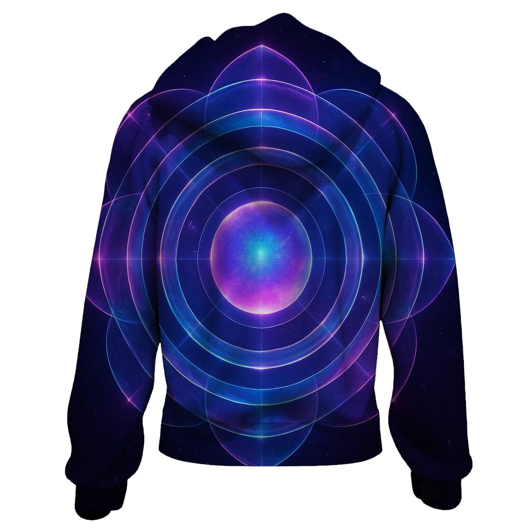 Violet Pulse Orbit Garden printed hoodies