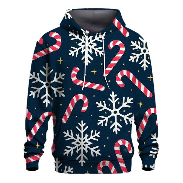 Crimson Candy Cane Snowflake Tessellation On Navy Background zip-up hoodies