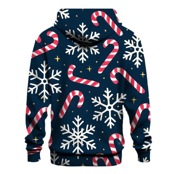 Crimson Candy Cane Snowflake Tessellation On Navy Background zip-up hoodies
