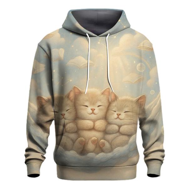 Cloud Library Naptime Cats graphic hoodies