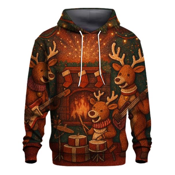 Reindeer Rock Band At The Fireplace Stage heavyweight hoodies