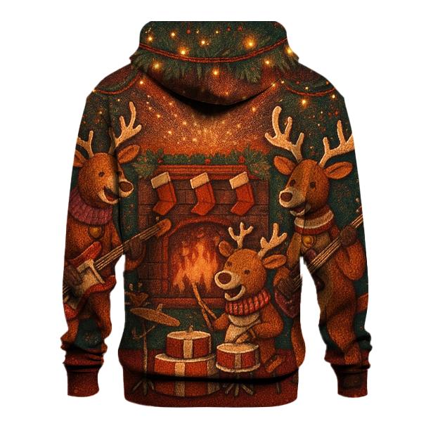 Reindeer Rock Band At The Fireplace Stage heavyweight hoodies