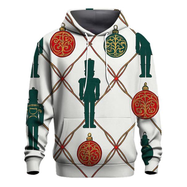 Golden Nutcracker Ornament Lattice On White Background graphic hoodies