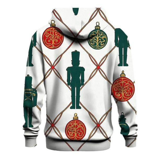 Golden Nutcracker Ornament Lattice On White Background graphic hoodies