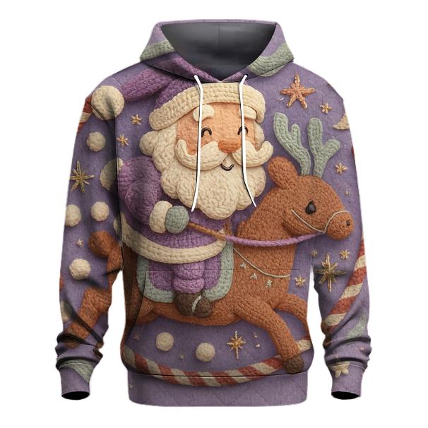 Knitted Cosmos Santa And Reindeer Carousel printed hoodies