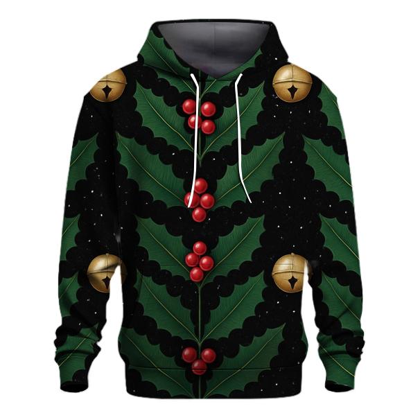 Emerald Holly Bell Chevron On Black Background zip-up hoodies