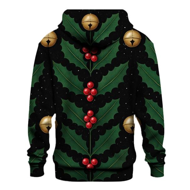 Emerald Holly Bell Chevron On Black Background zip-up hoodies