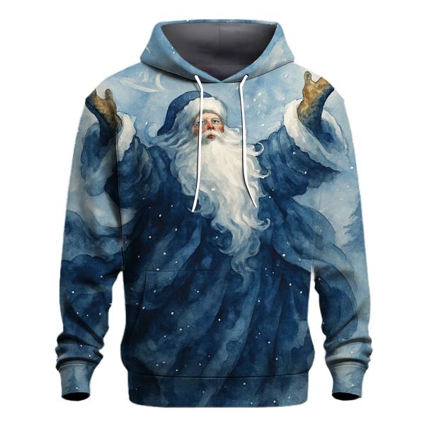 Watercolor Blizzard Conductor Santa graphic hoodies