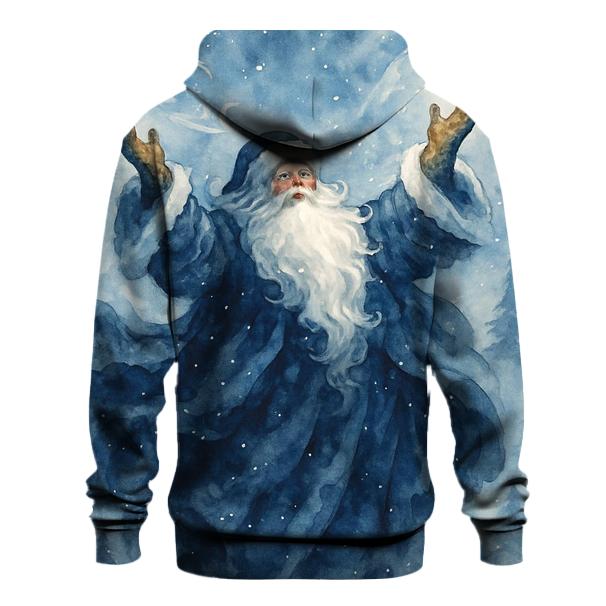 Watercolor Blizzard Conductor Santa graphic hoodies